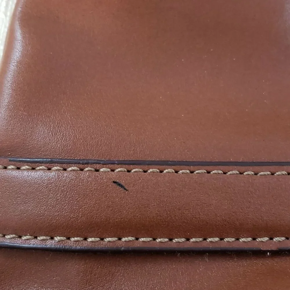 Nine & Company Faux Leather Small Brown Purse Handbag Short Strap Zipper Closure